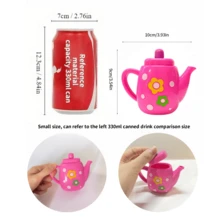 19-Piece Small-Sized Portable Kids Tea Party Toy Set: Realistic Tea Ware, Kettle & Desserts , Perfect For Boys & Girls' Pretend Play, Thoughtful Gift For Back-To-School, Christmas & Birthdays - Pink - View 4