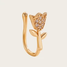 1 Simple U-Shaped Tulip Nose Stud, Niche Design, No Need To Punch The Nose Clip, Suitable For Women To Wear Daily Body Jewelry, Give Friends A Holiday, Birthday Gift, Unisex - 金色 - 查看 7