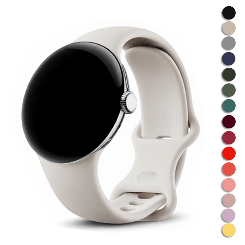 1条硅胶表带，兼容谷歌Pixel Watch 4/3/2/1，45mm/41mm，男女通用，耐用运动硅胶手环腕带，兼容谷歌Pixel Watch 4/3/2/1智能手表配件 - 白色 - 查看 1