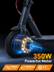 Mankeel 350W Electric Scooter - A Top Speed Of 19 MPH And A Range Of 22 Miles With Dual Brakes And Solid Tyres, Foldable E-Scooter Is Perfect For City Commuting, Couples' Rides, Outdoor Trips, Birthday Gifts And Holiday Presents. - 查看 2
