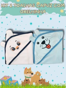 Kit 2 Baby Bath Towel With Hood And Ears For Newborns - Trắng/Xanh nhạt - Xem 4
