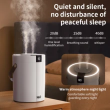 GS44 Humidifier New Rechargeable Humidifier Warm Night Light Digital Display Function Quiet Large-Capacity Home Air Humidifier Dual Nozzles For High Mist Output Suitable Scenarios: Desk Humidifier Bedside Humidifier Indoor Use Holiday Gift Fashion Essential Cozy Ambiance Minimalist Design Battery Capacity: 1200mAh