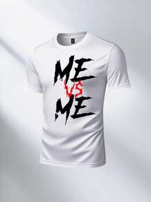 2-Piece Outfit With Racing And Sports Letter, Men's Short Sleeve Graphic T-Shirt And Casual Cotton Pants Set,  Crew Neck T-Shirt + Drawstring Cuffed Joggers, Outdoor Casual Sportswear Set For Sports For Outdoor - 白色 - 查看 2