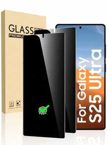 Compatible With Galaxy S25 Ultra Privacy Tempered Glass Screen Protector, Full Coverage, Fingerprint Unlock, Suitable For Phone Case, Anti-Scratch, Anti-Bubble - Black - View 10