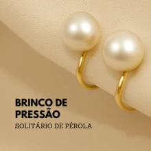 Solitaire Clip Earring With 8mm Synthetic Pearl | Comfortable Omega Clip | Gold Or Silver - Vàng - Xem 1