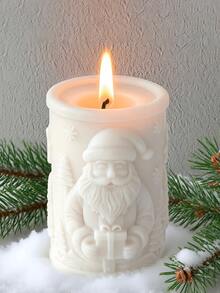 圣诞老人圆柱形硅胶模具套装，树脂浇铸模具，复古精致浮雕，适用于手工蜡烛制作、珠宝浇铸、DIY树脂工艺品、聚合物粘土、石膏、装饰品、圣诞礼物、家居装饰、圣诞装饰、房间装饰 - 白色 - 查看 5