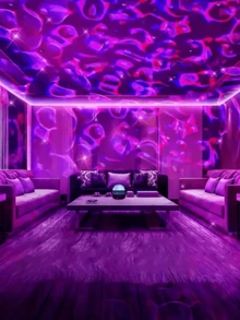 1pc USB Plug-In Wave Pattern Projection Night Light, Featuring RGB Color-Changing Effect, Made Of High-Quality Materials, With Exquisite Craftsmanship, Is Ideal For Bedroom Decoration, Ceiling Decoration, Camping, Weddings, Parties - Perfect As A Birthday Surprise Gift - Multi-color light - View 2