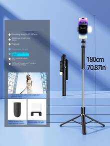 Palo de selfie de 170cm/67 pulgadas con luz de relleno, trípode de aluminio extensible con control remoto Bluetooth, compatible con iPhone y teléfonos inteligentes Android, perfecto para viajes, vlogging, video y fotografía. Con luz de relleno compatible con iPhone y Android para vacaciones de verano, viajes, actividades al aire libre y transmisión en vivo.