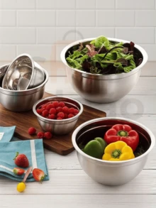 Kit 5 Stainless Steel Bowl Set Of Bowls With 5 Different Sizes 100% Stainless Steel Basin For Multipurpose Kitchen 14cm 16cm 20cm 22cm 24cm - Stainless Steel - View 7