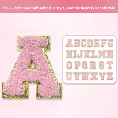 26pcs Alphabet Shape Self-Adhesive Patches, DIY Patterns, Suitable For Water Bottles, Jeans, Jackets, Backpacks (Heart-Shaped Ones Are Iron-On)