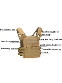 BABONA 1pc Multi-Functional Expandable Convenient Military Training/Team Training Tactical Vest, Lightweight Airsoft Vest, Breathable Paintball Vest (Green) (Khaki)