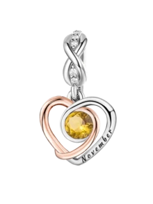 1个925纯银爱心月份吊坠，适合DIY手链，女士饰品 - 銀色 - 查看 22