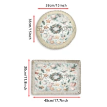 1 pièce Napperon imprimé avec motif d'éléments de Noël, décoration de Noël, tapis de table à franges en lin lavable, décoration d'intérieur, vaisselle, cuisine, fête d'intérieur/extérieur, cadeau idéal