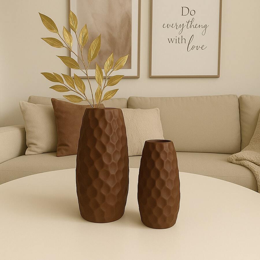 Alice Cachepot Vase - Tall, High-Quality Vase - Rust Brown - View 1