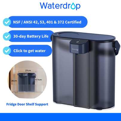 Waterdrop Compact Electric Water Filter Jug For Fridge With 3-Months Filter, Countertop Water Filter System, Reduces Chlorine, Lead, Mercury, Reduce, /, 757 Litres