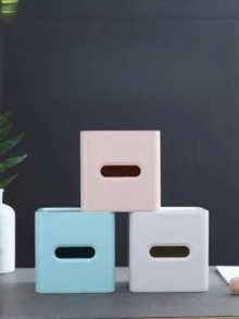 1pc Living Room/Bathroom Tissue Box, Cylindrical Paper Towel Holder For Home, Cute Minimalist Plastic Tissue Box, Square Tissue Box, Moisture-Proof, , Odorless, Simple & Elegant Design, Sturdy Material