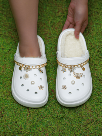 CIVHOM Women's Winter Plush-Lined Slip-On Clogs - Non-Slip EVA Slippers Indoor/Outdoor House Shoes, Cozy Fabric Lining