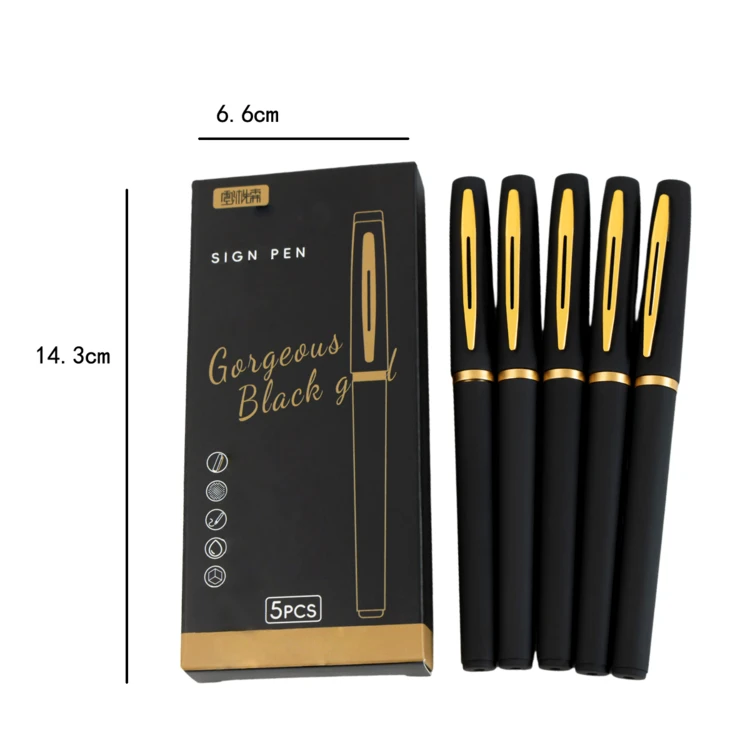 5mm Black Signature Pen, Smooth Writing Business Office Signing Pen, Student Planner Marker Pen, Elegant Gift Box - 黑金色簽名筆筆芯5pcs - 查看 11