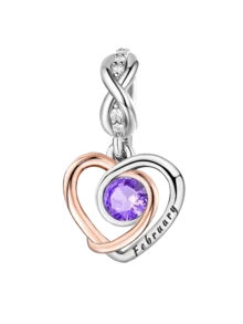 1个925纯银爱心月份吊坠，适合DIY手链，女士饰品 - 銀色 - 查看 19