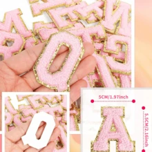 Self-Adhesive Patches In The Shape Of 26 Letters; DIY Patterns; Suitable For Water Cups, Jeans, Jackets, Backpacks(The Heart Shape Is The Ironing Style) - Pink - View 5