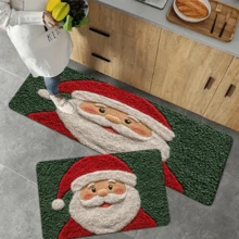 1. 2D圣诞老人地垫，舒适的圣诞老人浴室地垫，是秋冬季家居装饰的完美之选。这些充满节日气氛的圣诞设计以圣诞老人为主题，非常适合圣诞节、万圣节和感恩节。圣诞装饰 | 厨房地毯