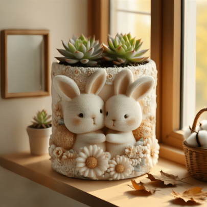 Resin Silicone Molds Twin Bunny Silicone Mold Reusable & Easy Demold Collectible Craft Mold For DIY Resin Art Candles Soap Perfect Gift For Christmas Valentine's Day Weddings Craft Lovers & Gift Givers