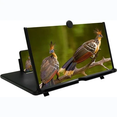 12" Mobile Phone Screen Magnifier, 3D HD Mobile Phone Magnifier Projector Screen For Movies, Videos, Foldable Phone Stand With Screen Amplifier, Supports All Smartphones (Black, 12 Inches) Compatible With IPhone, Android Phone, Gift For Birthday, Family, Friends For Movies, Videos And Gaming Screen Extender