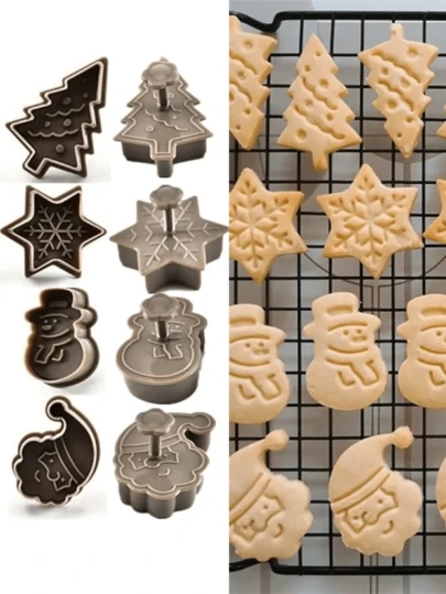4-Piece Christmas Cookie Cutter Set - Snowman, Snowflake, Christmas Tree, Santa Claus Pattern Baking Cutter - Great For Holiday Baking, Christmas Decorations Christmas Christmas Decorations Christmas Pajamas Christmas Gifts Christmas Decor