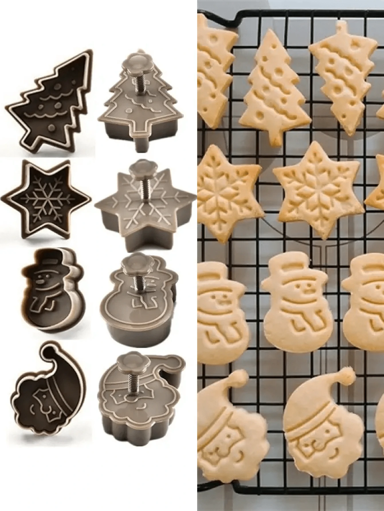 4 件套圣诞饼干模具套装 - 雪人、雪花、圣诞树、圣诞老人图案烘焙模具 - 非常适合节日烘焙、圣诞装饰、圣诞装饰、圣诞睡衣、圣诞礼物、圣诞装饰