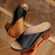 Women's Retro High Heel Sandals - Versatile Slide Sandals With Open Toe And Heel. This Fashionable Sandal Is Suitable For Outdoor Activities, Camping, Beach Vacations, As Well As Parties And Gatherings. - Black - View 7