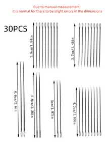 30pcs Elderly Sewing Needle Set, Stainless Steel Material, Side Threading/Hanging, Simple And Convenient, Suitable For Handmade Sewing - Silver - View 7