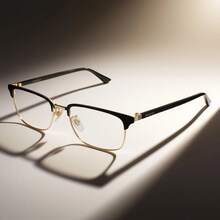 1副GUCCI透明装饰时尚眼镜，黑色细框金属椭圆形光学镜架，适合阅读、娱乐、电脑使用、上学和日常装饰 - 黑色 - 查看 4