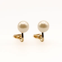 Solitaire Clip Earring With 8mm Synthetic Pearl | Comfortable Omega Clip | Gold Or Silver - Vàng - Xem 4