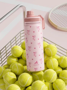 18/26/40盎司不锈钢保温运动水瓶，带吸管盖，宽口设计，双层防漏，保冷24小时，保温12小时 - 18oz粉紅蝴蝶結 - 查看 8