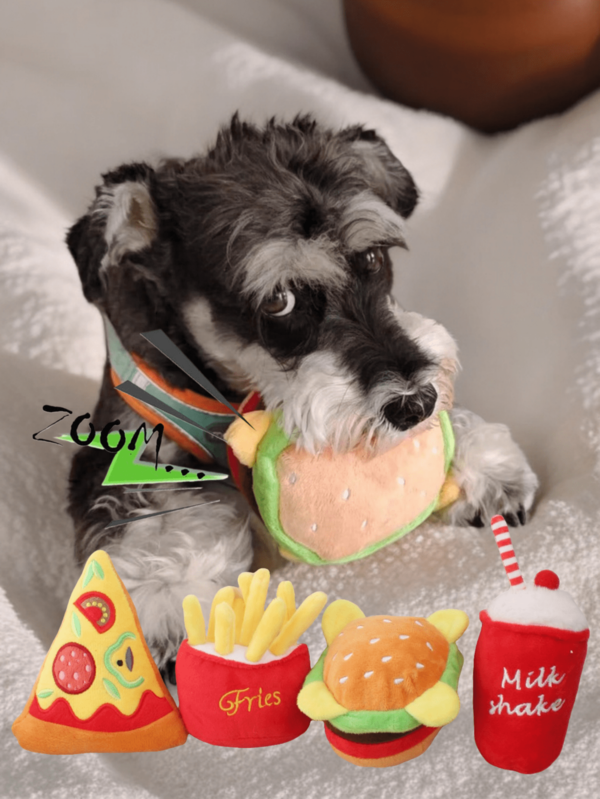 1 peça de boneca de papel que faz barulho para animais de estimação, hambúrguer, pizza, refrigerante, boneca de pelúcia para cachorro, uso exclusivo para animais de estimação