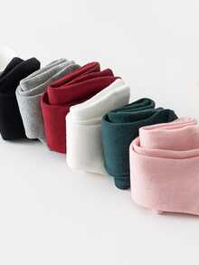 6双婴儿纯棉纯色打底袜，多功能休闲袜，适合日常活动 - 彩色 - 查看 5