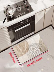 1 件米色几何线条拼布图案，简约时尚风格，约 3 毫米厚吸水厨房垫/地毯套装，可水洗，适用于厨房、浴室、入口、洗衣房、书房、客厅、卧室、走廊 - 彩色 - 查看 19