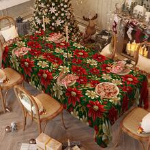 1/20 piezas Mantel navideño, mantel con diseño impreso de flores rojas, decoración de mesa y el regalo perfecto para amigos, adecuado para uso en el hogar, cocina, terraza de restaurante, interior y exterior durante la temporada navideña