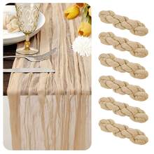 1条/6条/10条装雪纺桌旗，浪漫波西米亚风薄纱褶皱桌旗，适合春夏新娘送礼会、婚礼派对、花园小屋装饰、生日派对、宴会、高端晚宴及各种节日庆典——礼品、海滩、返校季、学习用品 - 彩色 - 查看 26