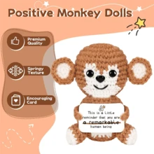 1pc Handmade Crocheted Desktop Decor Figurine - Cute Monkey Animal Shaped, Ideal Birthday Gift For Best Friend, Girlfriend, Sister, Mom, Grandma, Coworker, Family, Positive Emotion Support, Creative Party Favor, Halloween, Christmas