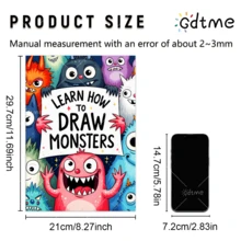 GDTME كتاب تلوين سميك A4 ذو صفحات لؤلؤية "تعلم كيفية رسم وحوش صغيرة"، صفحات نظيفة لا تنزف، كتاب تلوين للبالغين والأطفال لتخفيف التوتر، كتاب رسم وتتبع إبداعي، هدية مثالية لعيد الهالوين والكريسماس ورأس السنة للأطفال والأصدقاء (غلاف صلب)