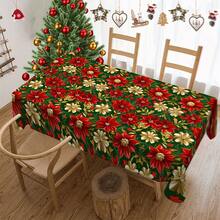1/20 piezas Mantel navideño, mantel con diseño impreso de flores rojas, decoración de mesa y el regalo perfecto para amigos, adecuado para uso en el hogar, cocina, terraza de restaurante, interior y exterior durante la temporada navideña