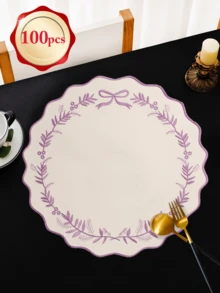 1-100pcs Embroidered Floral Fabric Placemats, Easy To Clean, Wipe-Able, Non-Slip, Suitable For Dining Table, Holiday, Wedding, Party Decoration, Applicable For Home, Restaurant, Dining Room Decor, Home Goods - Multicolor - View 11