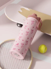 18/26/40盎司不锈钢保温运动水瓶，带吸管盖，宽口设计，双层防漏，保冷24小时，保温12小时 - 18oz粉紅蝴蝶結 - 查看 9