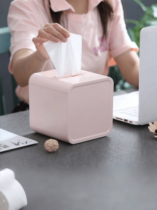 1 caixa de lenços de papel para sala de estar/banheiro, suporte cilíndrico para toalhas de papel para casa, caixa de lenços de plástico minimalista e fofa, caixa de lenços de papel quadrada, à prova de umidade, inodora, design simples e elegante, material resistente