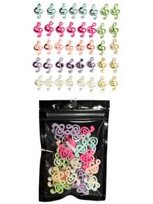 40个混合多巴胺22*14mm粉色玫瑰红白色紫色Y2K女孩树脂音乐符号音符长款美甲装饰吊坠可爱八音符号平底手机壳水瓶发夹项链手链钥匙扣吊坠DIY手工美甲用品 - 彩色 - 查看 9