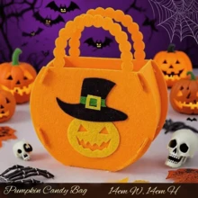 1 Stück Halloween Dekoration Trick-or-Treat Taschen, Geschenke für Kindergartenkinder, Dekorationsobjekte für Szenen, tragbare Kürbis Süßigkeitstüten, Geschenke, Halloween Dekorationen