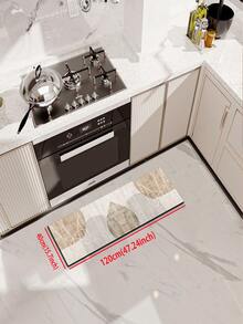 1 件米色几何线条拼布图案，简约时尚风格，约 3 毫米厚吸水厨房垫/地毯套装，可水洗，适用于厨房、浴室、入口、洗衣房、书房、客厅、卧室、走廊 - 彩色 - 查看 13