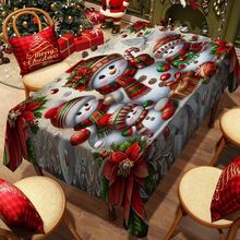 1/20 pièces Nappe de Noël, bonhomme de neige mignon, nappe à motif floral de Noël, convient pour la décoration de table de fête de Noël, décoration de table de cuisine de carnaval, cadeau, décoration de vacances, décoration de chambre, décoration de scène, décoration de Noël