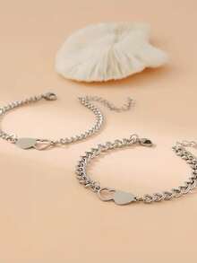 1pc Customized Stainless Steel Hollow Double Love Bracelet, Suitable For Couples, Valentine's Day And Anniversary, Can Customize Names, Birthdays, Exquisite Gift Bracelet, Christmas Gift, Halloween Gift